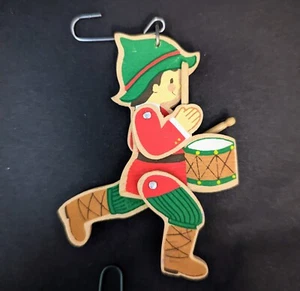 Vintage Hallmark legno batterista ragazzo snodato albero di Natale trimmer ornamento - Foto 1 di 3