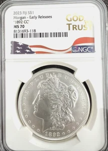 2023 FIJI 1892 CC Morgan Dollar NGC MS70 (Early Releases) Special Label- RARE - Picture 1 of 5