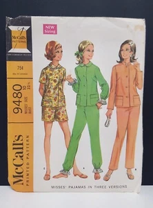 McCalls Pattern 9480 Vintage 1968 Misses Pajamas 3 Styles PJ Long Short Uncut FF - Picture 1 of 6