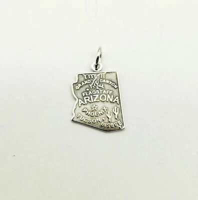 Colgante de plata esterlina recuerdo mapa de viaje del estado de Arizona vintage con dije - 2,0 g Foto 1 de 3