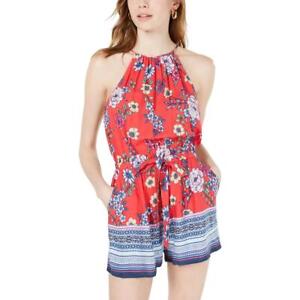 Be Bop Womens Red Floral Short Playsuit Romper S  8170