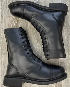 USGI army combat wingfoot Mens Vintage black leather 10” jump boots Size 9 - Picture 1 of 7