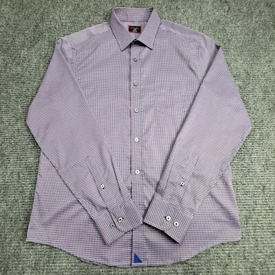 Untuckit Dress Shirt Men's Large Blue Red Long Sleeve Button Down Checkered  - Изображение 1 из 4