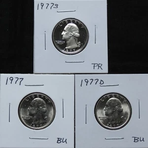 1977 BU, 1977D Bu & 1977s PR Washington QTS 5A12ACS-1-2-3 - Bild 1 von 4