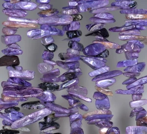 CUENTAS SUELTAS PALO DE PIEDRAS PRECIOSAS CHAROITE 11-14 MM 7,5" - Imagen 1 de 4