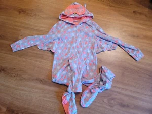 Justice Pink and Gray Hearts Hooded One Piece Pajama’s Sleepwear Girls Size 8 - Picture 1 of 5