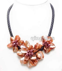 "Collar colgante rojo barroco con flores y perlas para mujer y cuerda negra de 18""" - Imagen 1 de 21