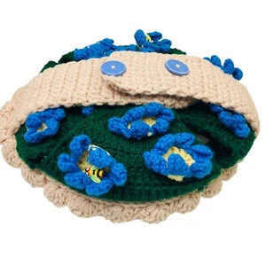Handmade Crochet Casserole Warmer Carrier Flowers w/ Bee Details & Anchor H Dish - Picture 1 of 7