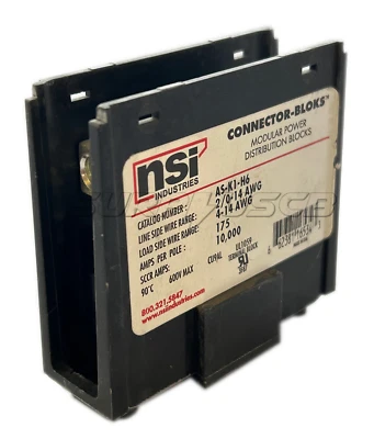 NSi AS-K1-H6 Modular Power Distribution Block, 175 Amp, 600Vac, 1-Pole, 4-14 AWG - Image 1 of 4
