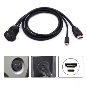 Dustproof Type C USB-C USB 3.1&HDMI 4K Panel Flush Mount Extension Cable for Car - Picture 1 of 9
