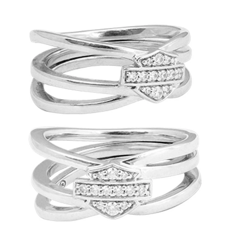 Harley Davidson Women's Twisted Bling Bar & Shield Ring Sterling Silver HDR0469 - Image 1 of 1