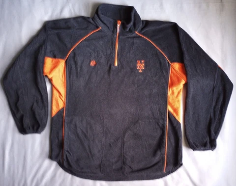 Vintage Majestic New York Mets 1/4 Zip Fleece Pullover Men's 2XL Black Orange Cover