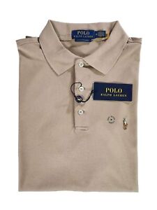 Polo Ralph Lauren Custom Slim Fit Soft Touch Khaki Polo Shirt Men's Size Medium