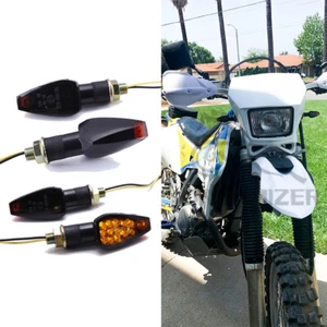 For Suzuki DRZ400 4PCS Motorcycle Turn Signal Indicator Arrow Lights Smoke Black - Foto 1 di 8