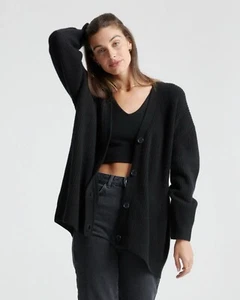 New Quince Mongolian Cashmere Oversized Boyfriend Cardigan Sweater Large 0606 - Picture 1 of 10