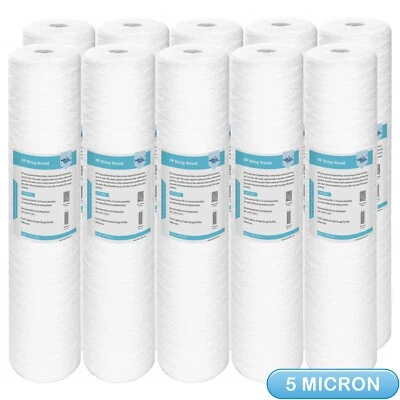 10 Pack 20"x4.5" 5μm Whole House String Wound Sediment Water Filter for Big Blue - Image 1 of 4
