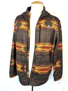 VTG Y2K Burton Dry Ride Brown Aztec Print Fleece Sherpa Lined Full Zip Jacket XL - Picture 1 of 19