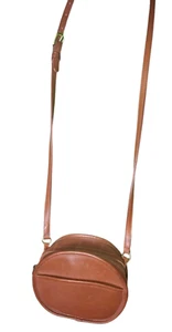 Rare 80s Made In USA Old Coach crossbody British tan 9982 circular round - Picture 1 of 9