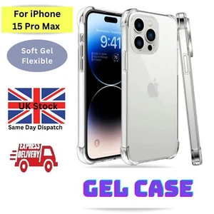 Durchsichtige Gel Handyhülle für iPhone 15 Pro Max stoßfeste Stoßstange Abdeckung - Bild 1 von 1