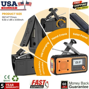5200mah Emergency Solar Hand Crank Weather Radio Power Bank Charger Flash Light - Picture 1 of 8