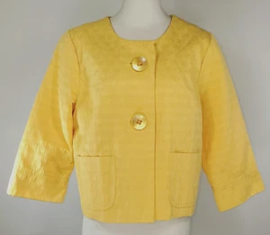 Blazer Diálogo - Talla 16 - Amarillo - Bolsillos - Botones - Mezcla de Algodón - Forrado - Imagen 1 de 15