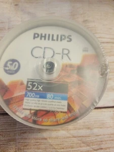 NEW Philips 700MB 80-Minute 52x CD-R's (50 count) - Picture 1 of 5