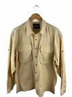 Feather Craft Fly Fishing Mens Long Sleeve Shirt Size L Brown Button Up Collared