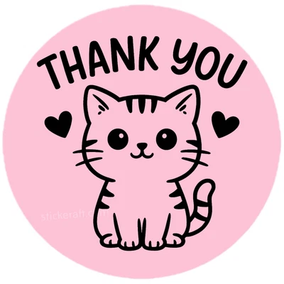 STICKERAFT Thank You Stickers Cute Cat Labels Small Business Packaging Seals