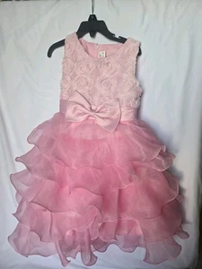 Princess Pink Sleeveless Formal Party Dress with rosettes and ruffles - Picture 1 of 4