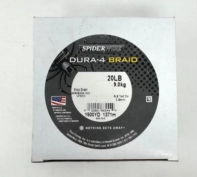 SPIDERWIRE ' DURA-4 TRENZA ' VERDE MUSGO ' 1500 YDS/1371 M ' 20LBS/9,0 KG Foto 1 de 3