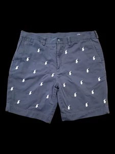 Pantalones Cortos Chinos Polo Ralph Lauren Azul Marino Talla 38 Ponies Blancos Bordados por Todas Partes - Imagen 1 de 7