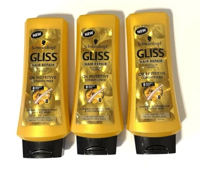 Schwarzkopf GLISS Aceite Reparador de Cabello Acondicionador Nutritivo, Queratina Líquida (PAQUETE DE 3) Foto 1 de 2