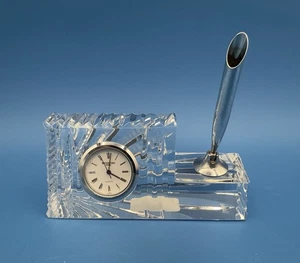 Waterford Kristall Uhr Stifthalter Schreibtisch Briefbeschwerer - Bild 1 von 3
