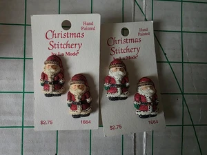 La Mode Christmas Stitchery Weihnachtsmann Knöpfe. 2 Stk. 2 Pakete - Bild 1 von 1
