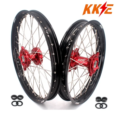 Ruedas con radios KKE 21/19 para SUZUKI RMZ250 2007-2025 RMZ450 2005-2025 BUJE ROJO CNC Foto 1 de 4