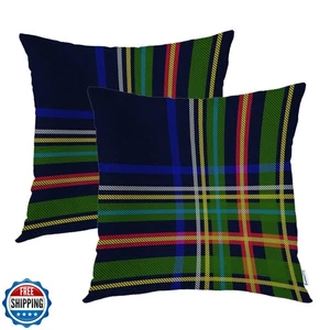 Batmerry Black Blue Decorative Pillow Covers, 22 x 22 Inch Blue Scottish Tart - Picture 1 of 5