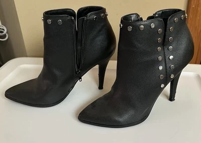 New Fergalicious Women's Captain Ankle Booties Black, Size 8.5 Metal Accents - Image 1 of 4