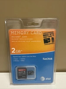 New at&t Sandisk 2GB microSD memory card with SD adapter for phones - Picture 1 of 3