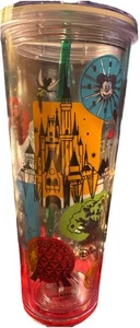 WDW Walt Disney PARKS 2019 Florida Starbucks Disney 24 oz. Tumbler & Straw - Picture 1 of 6