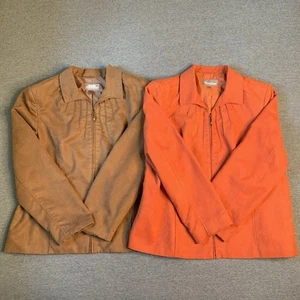 2 Womens TANJAY Tan Jay JACKETS Size 14 Orange Plus Brown Zip Lot - Picture 1 of 23