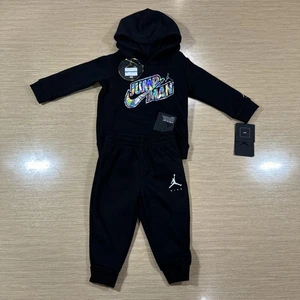 Felpa con cappuccio e pantaloni Nike Air Jordan Jump Man bambino 6-9M nuovi con etichette 2 pezzi neri - Foto 1 di 24