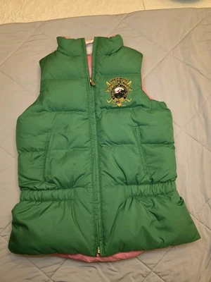 Ralph Lauren Kids Vest Green/Pink Puffer Size 8/10 Girls Reversible - Image 1 of 4