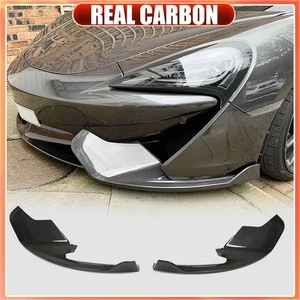 Fits McLaren 570S 570GT 2015-20 Dry Carbon Fiber Front Bumper Splitter Lip Fins - Picture 1 of 13