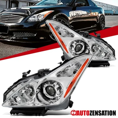 Fit 2008-2013 Infiniti G37 Coupe 2Dr Projector Headlights Lamps Left+Right 08-13 - Image 1 of 4