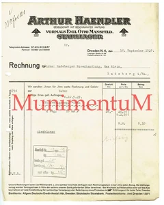 Arthur Haendler vorm.  E. Mansfeld  STAHLLAGER Stahlbedarf DRESDEN Rechnung 1929 - Bild 1 von 1