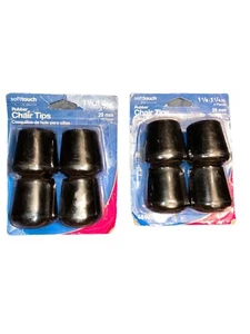 2 set Softtouch 4440795N Black Round Rubber Tip 1-1/8 Dia. Table/Chair Legs - Picture 1 of 1