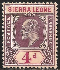 Sierra Leone #70 (A7) (SG #79) VF MLH - 1903 4p King Edward VII - Picture 1 of 2