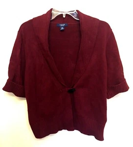 CHAPS Kurzarm Baumwoll Strick Pullover/Top/Jacke Damen Gr. L rot weinrot - Bild 1 von 6