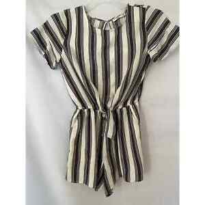 Abercrombie Kids 15-16 one-piece shorts romper white black striped 100% cotton