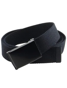 NEW FLIP TOP ADJUSTABLE WEB CANVAS BLACK BELT BUCKLE for MILITARY 52'56' - Picture 1 of 9
